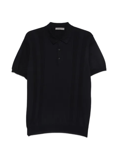 Corneliani pointelle-knit short-sleeve polo shirt Blue 27M5862725109