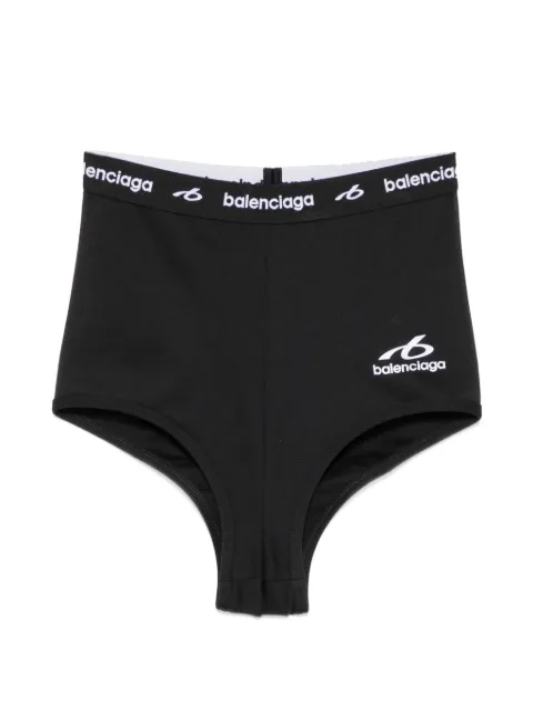 Balenciaga logo-print high-waisted shorts Black A000NSTUVN7