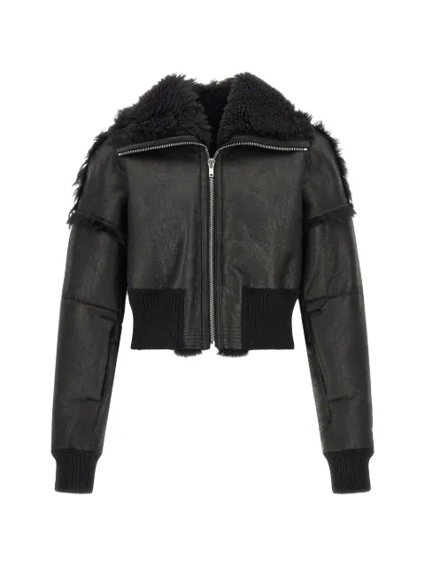 Rick Owens Flight Jkt Cropped shearling-lined bomber jacket Black RU02F4780LSHC