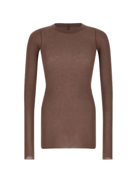 Rick Owens Rib LS T raw-cut T-shirt Brown RU02F4250RC86