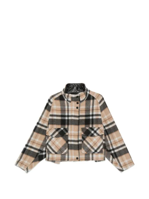 PINKO double-layered check-pattern high-neck coat Neutrals 107572A3FW