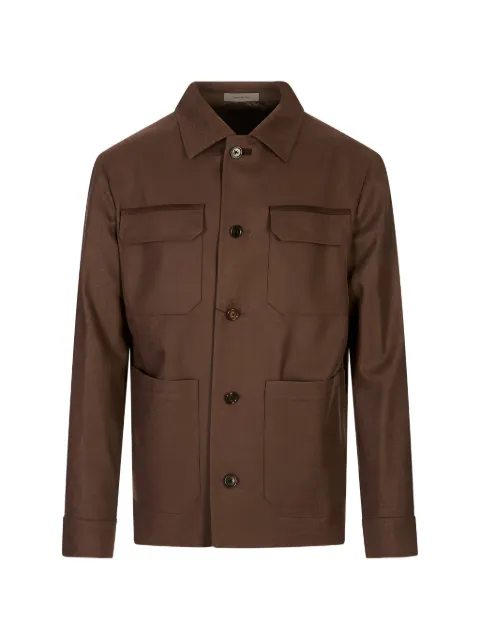 Corneliani button-up multi-pocket jacket Brown 28XL542A18405