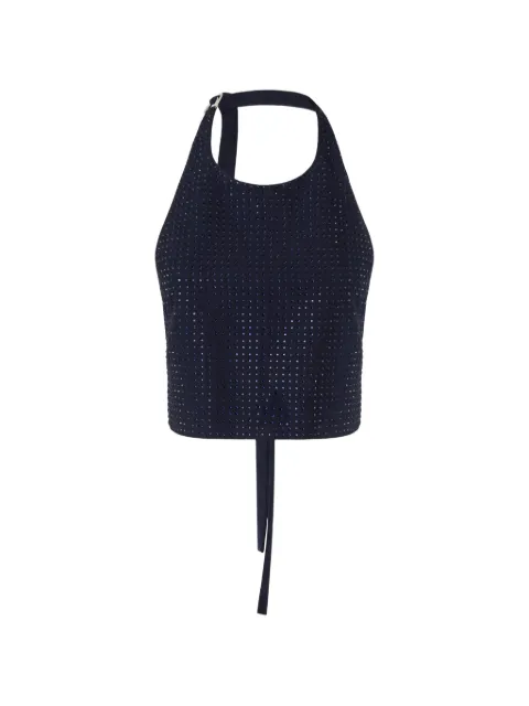 PINKO rhinestone-embellished halterneck top Blue 107668A3M0