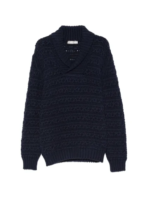 Canali cable-knit shawl-collar sweater Blue MK02554C1224