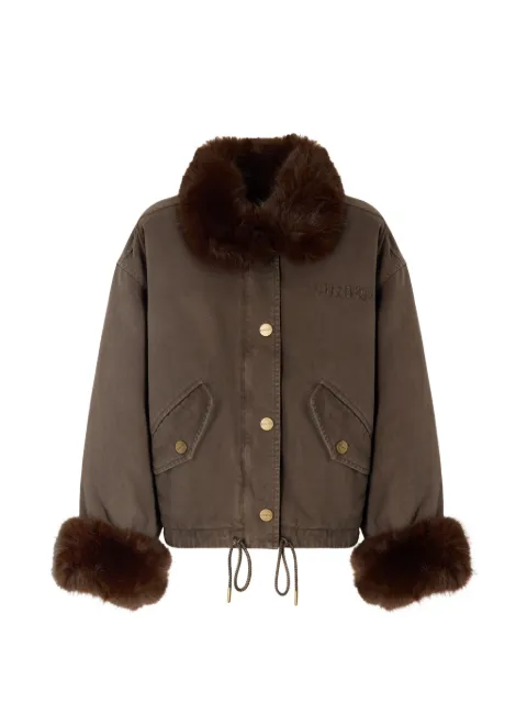 PINKO faux-fur trim jacket Brown 107219A3GV