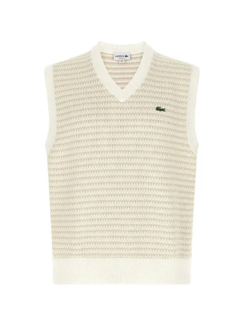 Lacoste logo-patch V-neck vest Neutrals AH8577WL6