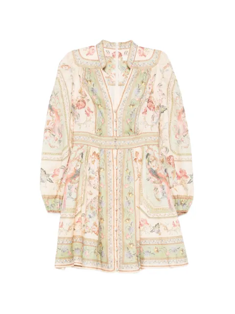 ZIMMERMANN Roselight floral-print linen mini dress Neutrals 0932DSS264