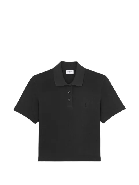 Saint Laurent logo-embroidered piqué polo shirt Black A003I4PCEXY38EK1000