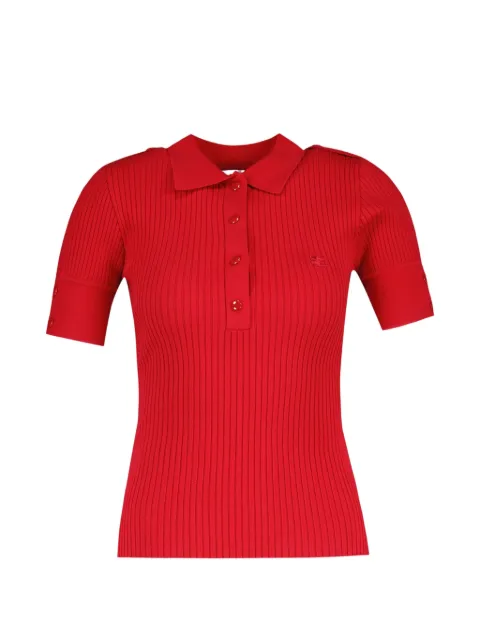 Courrèges ribbed-knit short-sleeve polo shirt Red 326MPO071FI00014060