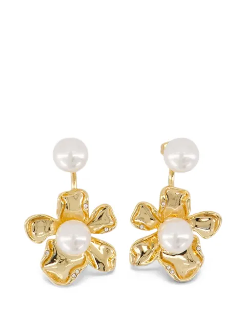 Self-Portrait faux-pearl flower earrings Gold PF26647