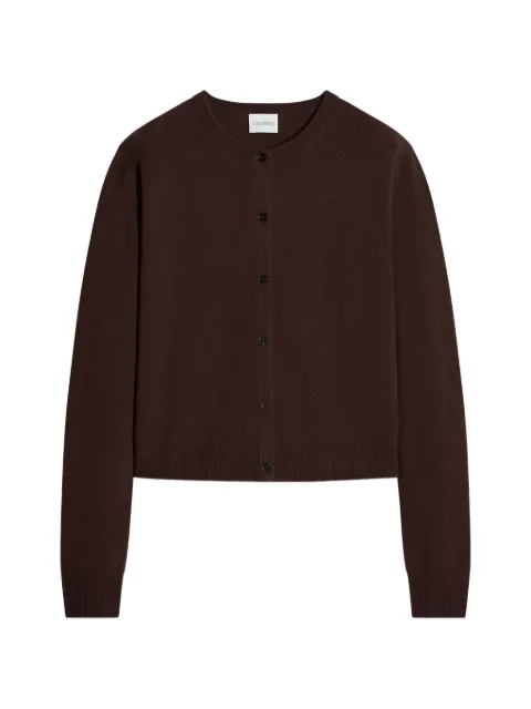 Closed button-up crew-neck cardigan Brown C9691399E22
