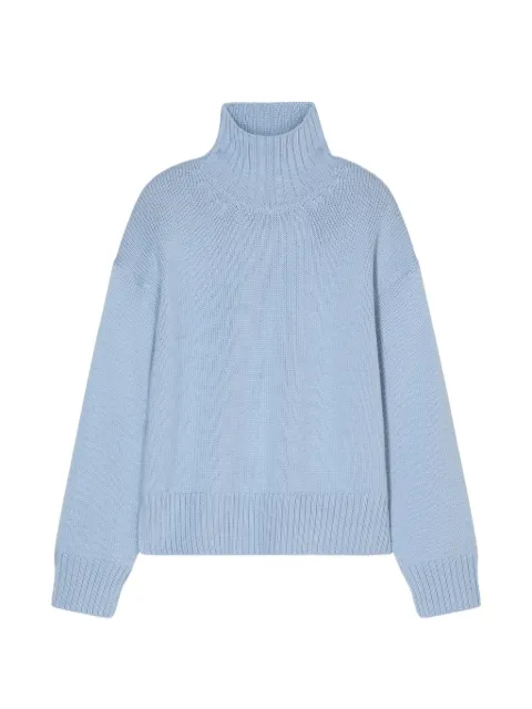 Closed ribbed roll-neck sweater Blue C9620798322