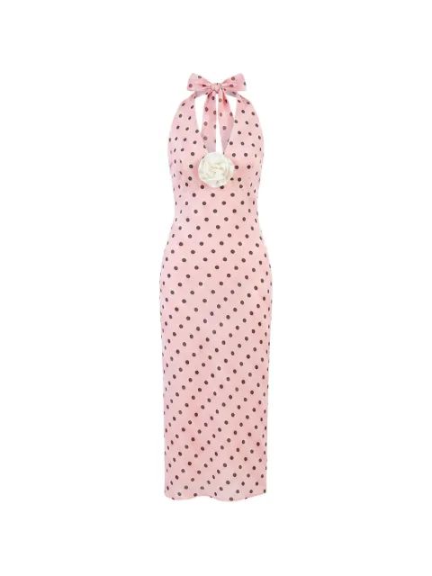 Sleeper Jardin polka-dot halterneck midi dress Pink JRDR02P027R