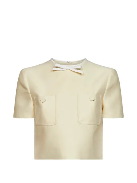 Self-Portrait bow-detail cropped top Yellow PF26001TY