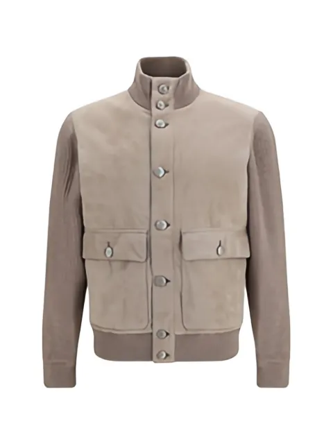Brunello Cucinelli high-neck suede jacket Brown MPCLF1955CVF33