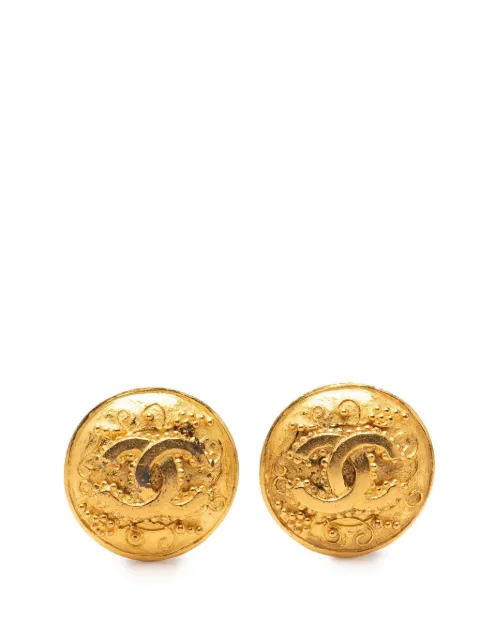 CHANEL Pre-Owned 1996 CC Gold Plated Grapevine Round Clip On Earrings costume earrings Gold VY0LXTJOJGEVMCXW