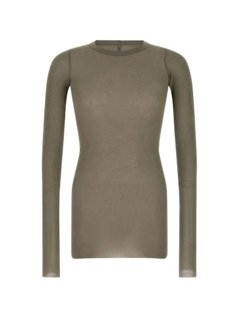 Rick Owens Tower Rib LS T raw-cut T-shirt Green RU02F4250RC48