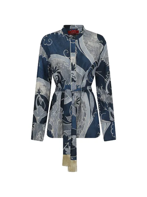 F.R.S For Restless Sleepers graphic-print belted shirt Blue CA001044TE00914193