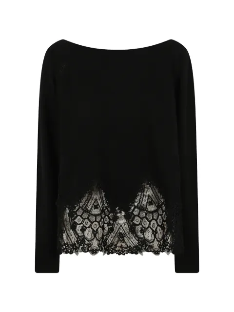 Ermanno Scervino lace-trim cashmere sweater Black D495M312APTPYU95708