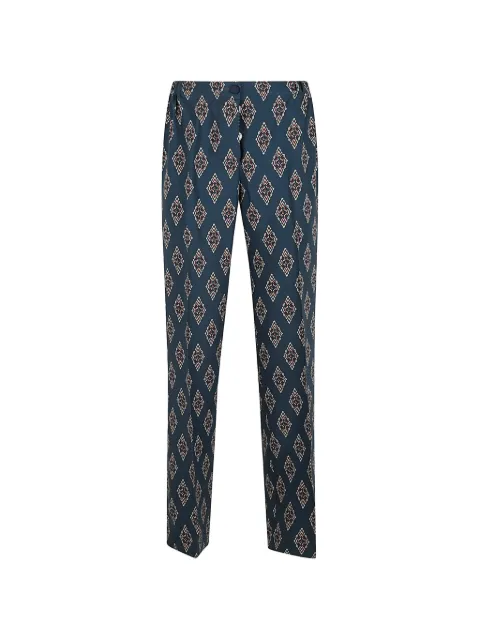 F.R.S For Restless Sleepers Etere geometric-print piping-detail trousers Blue PA002086TE00909196