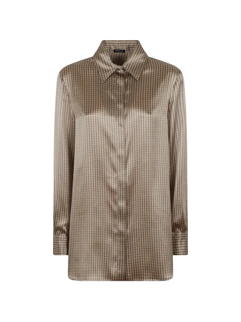 Kiton checked silk shirt Brown D55407K0584I24006