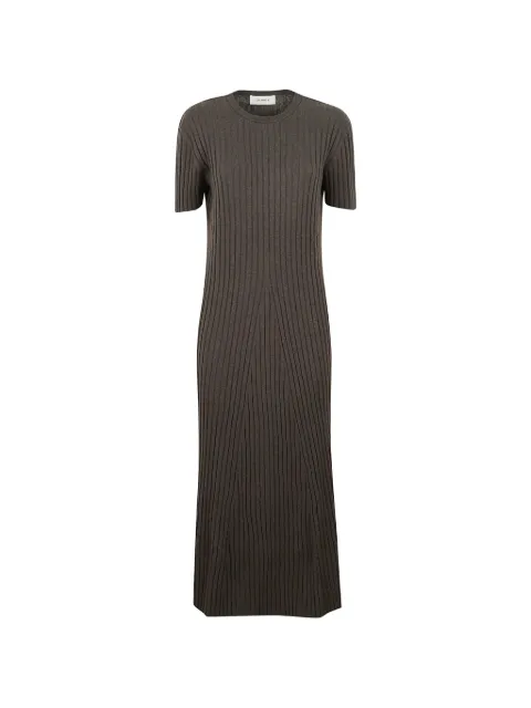 Lisa Yang ribbed-knit short-sleeve maxi dress Brown 2026046