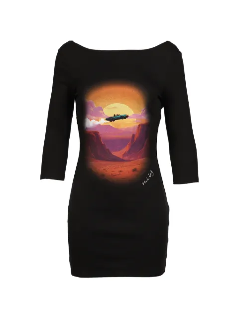 MARKGONG graphic-print open-back mini dress Black 26SS123DS001