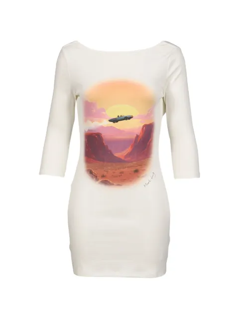 MARKGONG graphic-print open-back mini dress Neutrals 26SS123DS209