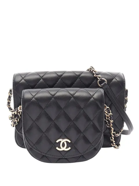 CHANEL Pre-Owned 2019 CC Quilted Lambskin Side Packs Flap crossbody bag Black MRSUUV4VF10UD5NE