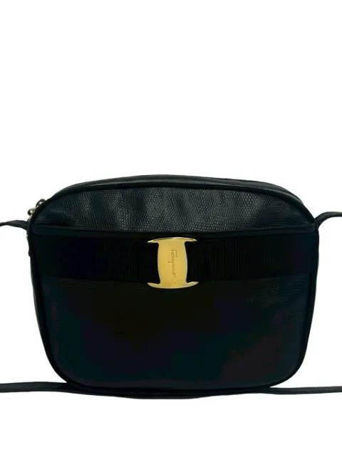 Ferragamo Pre-Owned 2010-2026 Lizard Embossed Leather Vara crossbody bag Black HRPG5WPIEVFKVJOY