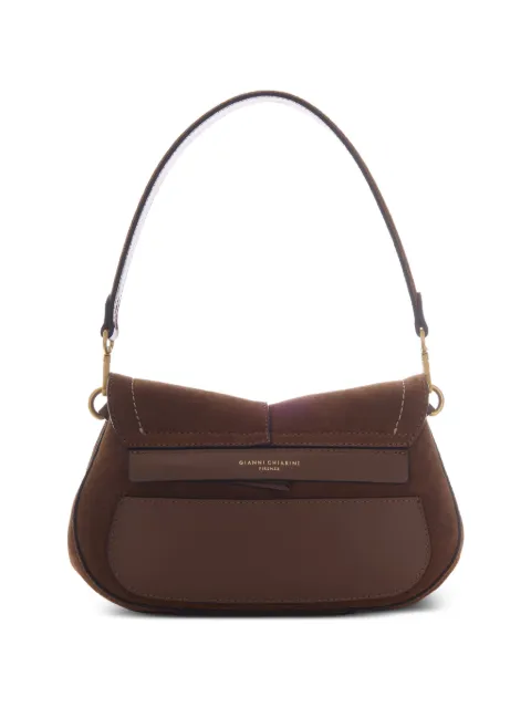 GIANNI CHIARINI Helena Round suede shoulder bag Brown BS12618CMPL099