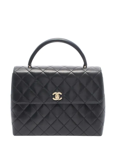 CHANEL Pre-Owned 1997-1999 Quilted Lambskin Kelly Top Handle Bag handbag Black HDOIQFAI7JL7BIA6