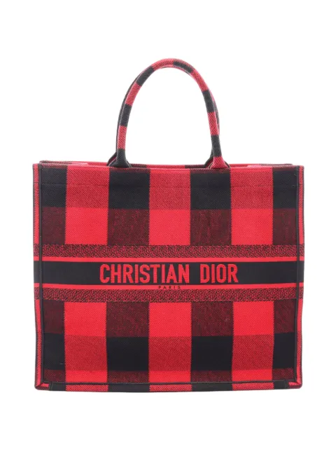Christian Dior Pre-Owned 2010-2026 Large Canvas Plaid Oblique tote bag Red SYF6ZTL69PHNUIKX