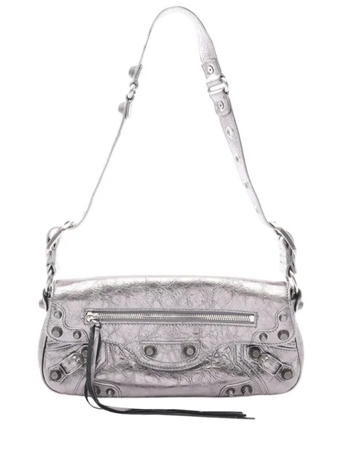 Balenciaga Pre-Owned 2011 Metallic Lambskin Motocross Le Cagole Sling crossbody bag Silver EJ5R7AW52SWWRD4Y
