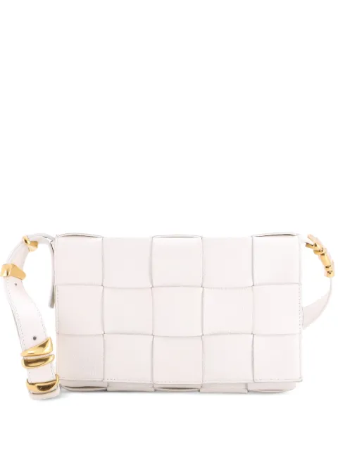 Bottega Veneta Pre-Owned Cassette Maxi Intrecciato Grained Leather crossbody bag White CJ2ERV9OUK6BOKNW