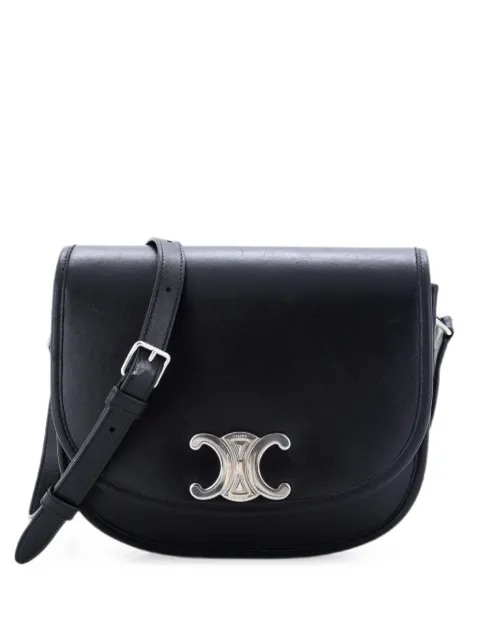 Celine Pre-Owned Besace Triomphe Shoulder Bag Leather Medium crossbody bag Black 7CGQ580XGSDHYRKQ