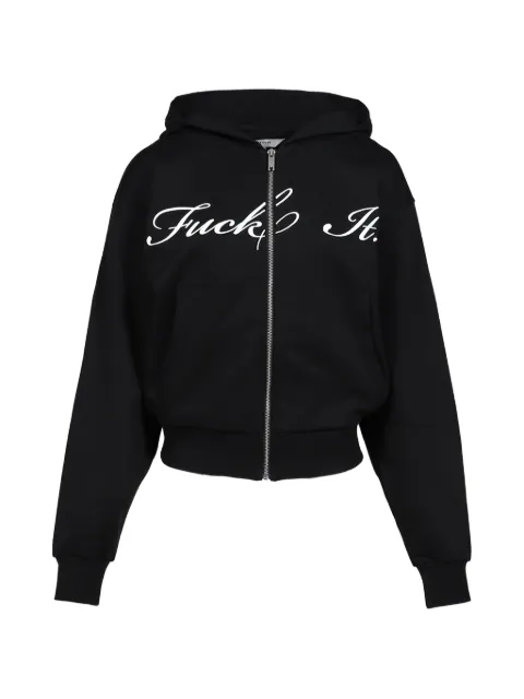 MARKGONG cropped zip-up hoodie Black 26SS016COBLK