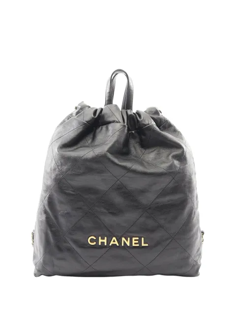CHANEL Pre-Owned 2021-2026 Large Quilted Shiny Calfskin 22 backpack Black 3G6YHOCMI5H76CUA