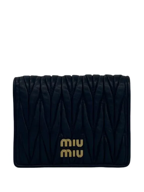 Miu Miu Pre-Owned 2010-2026 Matelasse Leather Bifold Wallet small wallets Black 2SMO2XEA64S3LWVK