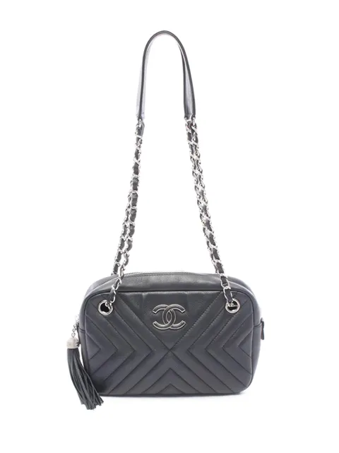 CHANEL Pre-Owned 2018 Mini CC Diagonal Chevron Camera Case crossbody bag Black OGF9SPZE4SQP7PMO