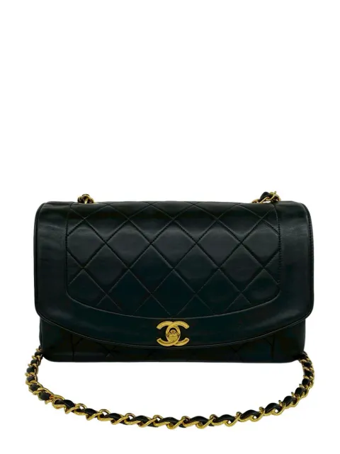 CHANEL Pre-Owned 2000-2002 Medium Lambskin Diana Flap crossbody bag Black 8PK1397HQM178P10