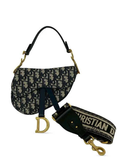 Christian Dior Pre-Owned 2010-2026 Mini Oblique Canvas Saddle Bag satchel Blue 1F6EK0NCEWV6AMLK