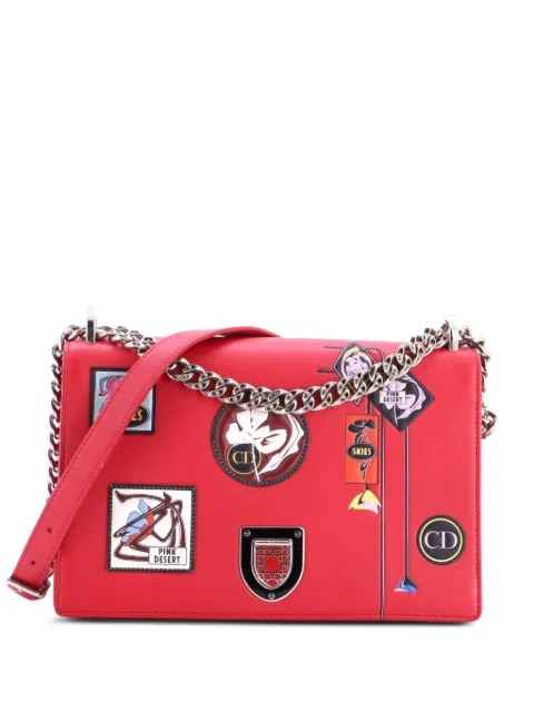 Christian Dior Pre-Owned Diorama Flap Bag Patch Embellished Leather Medium shoulder bag Pink TFBU416TWX5DDLNI