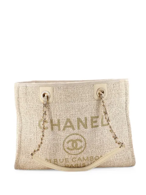 CHANEL Pre-Owned Deauville Raffia with Glitter Detail Small tote bag Neutrals FL5PMADA2BYS166B
