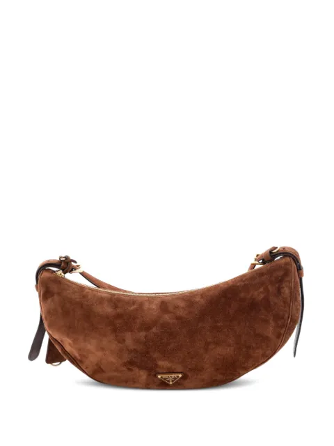 Prada Pre-Owned Demi-Lune Suede Large shoulder bag Brown DFK3PYR5LHEX6UH2