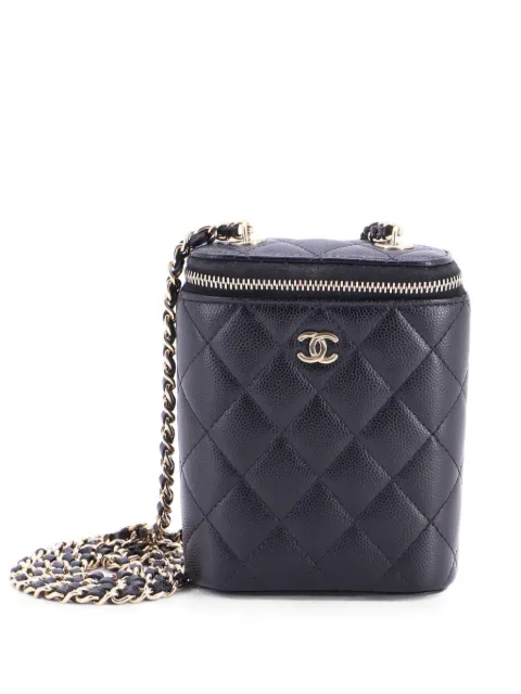 CHANEL Pre-Owned Vertical Classic Vanity Case with Chain Quilted Caviar Small shoulder bag Black 7JQL2O3YLTB9N8P9