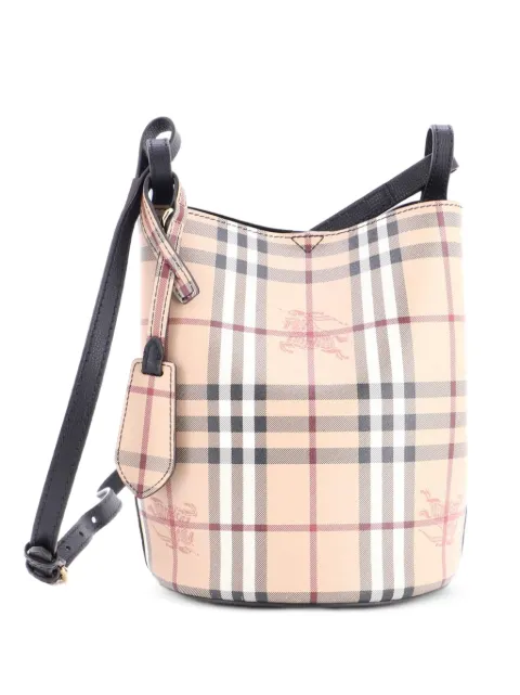 Burberry Pre-Owned Lorne Haymarket Coated Canvas Small bucket bag Brown W1WSMKUUW5IX6N03