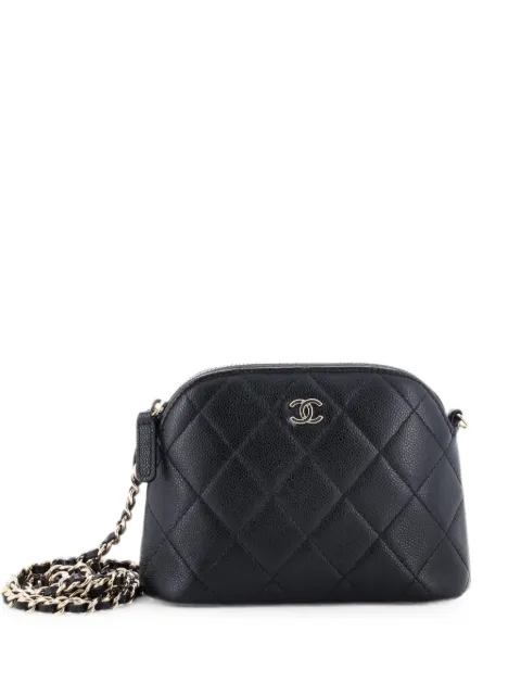 CHANEL Pre-Owned CC Dome Zip Clutch with Chain Quilted Caviar Mini crossbody bag Black 21SQL4FPXXDXHO41