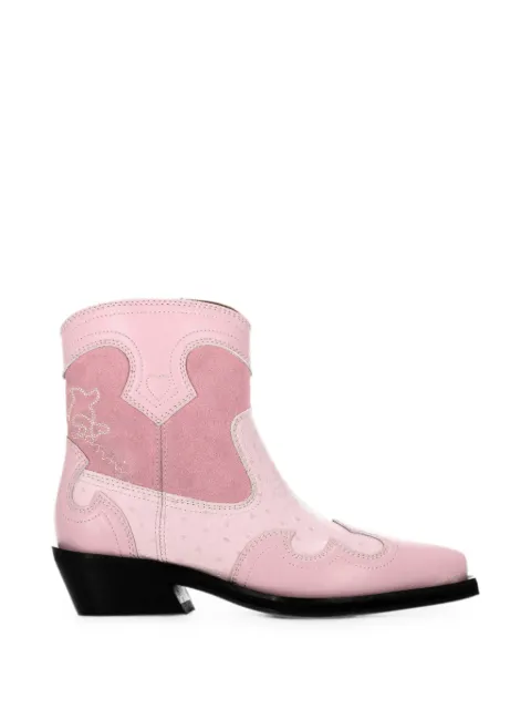 GANNI panelled Western ankle boots Pink D1010005