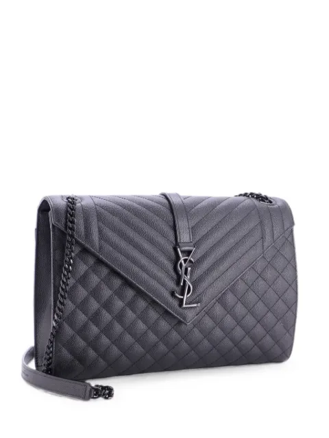 Saint Laurent Pre-Owned Classic Monogram Envelope Satchel Mixed Matelasse Leather Large shoulder bag Black Z4MS25QQNAX3I8EQ